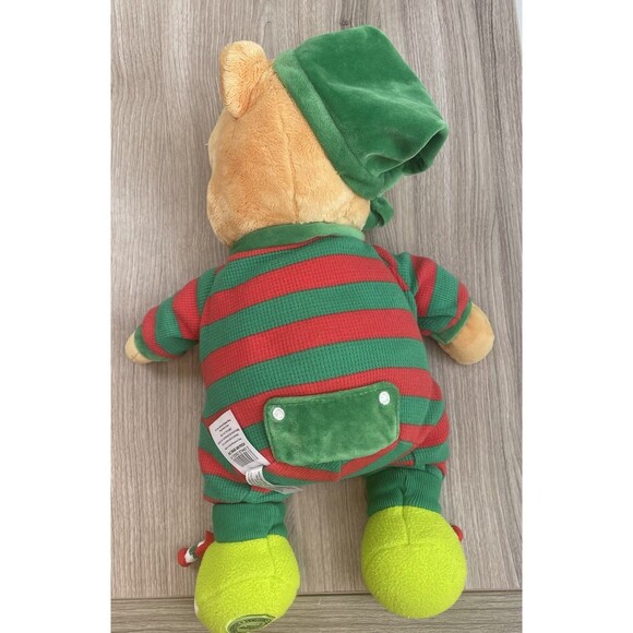 Disney Store Winnie the Pooh Bear Pajamas Red Green Christmas Plush Toy  EUC - Picture 6 of 11